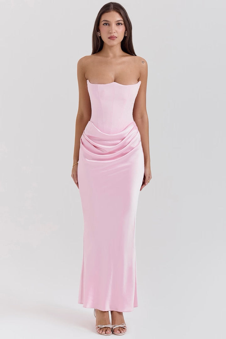 Madilyn | Strapless Satin Dress
