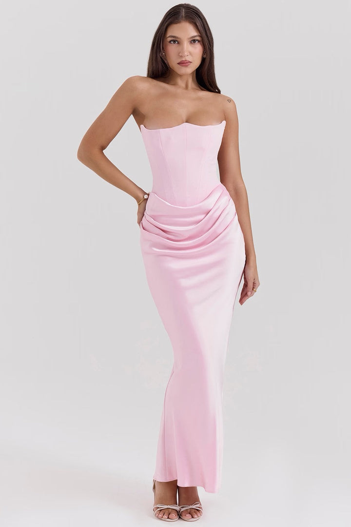 Madilyn | Strapless Satin Dress