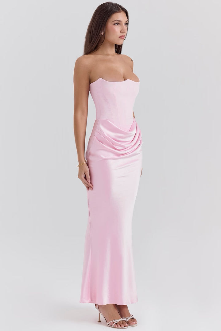 Madilyn | Strapless Satin Dress