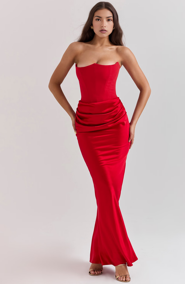 Madilyn | Strapless Satin Dress