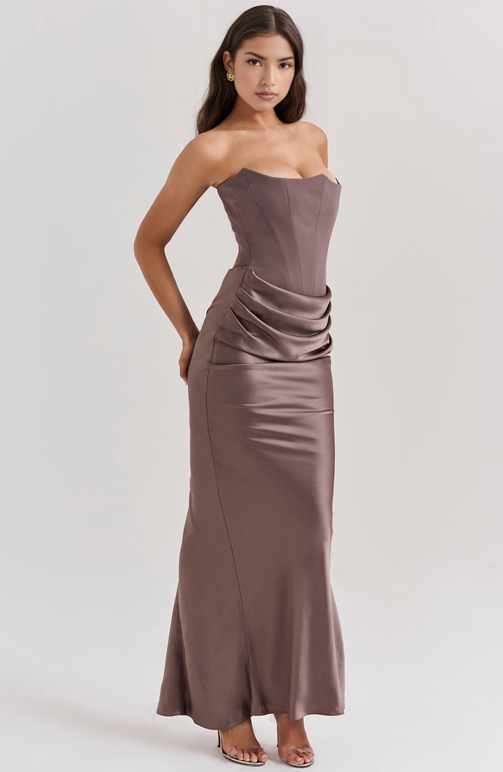 Madilyn | Strapless Satin Dress