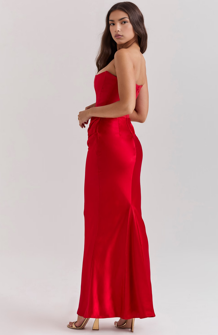 Madilyn | Strapless Satin Dress