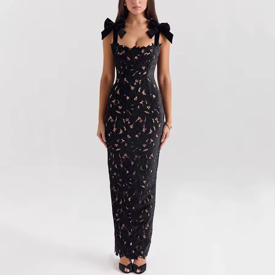 Metina | Lace Sexy Maxi Dress for Women - Sleeveless Backless Bodycon