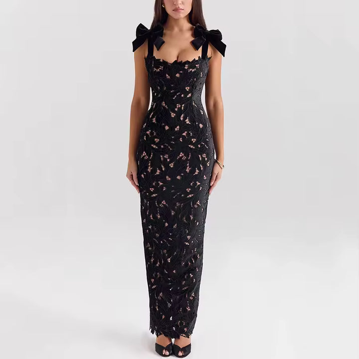 Metina | Lace Sexy Maxi Dress for Women - Sleeveless Backless Bodycon