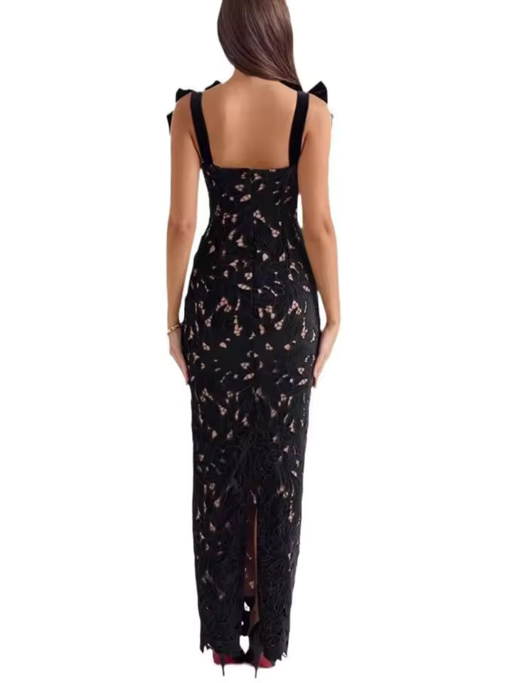 Metina | Lace Sexy Maxi Dress for Women - Sleeveless Backless Bodycon