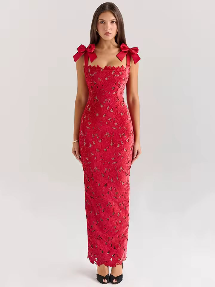 Metina | Lace Sexy Maxi Dress for Women - Sleeveless Backless Bodycon