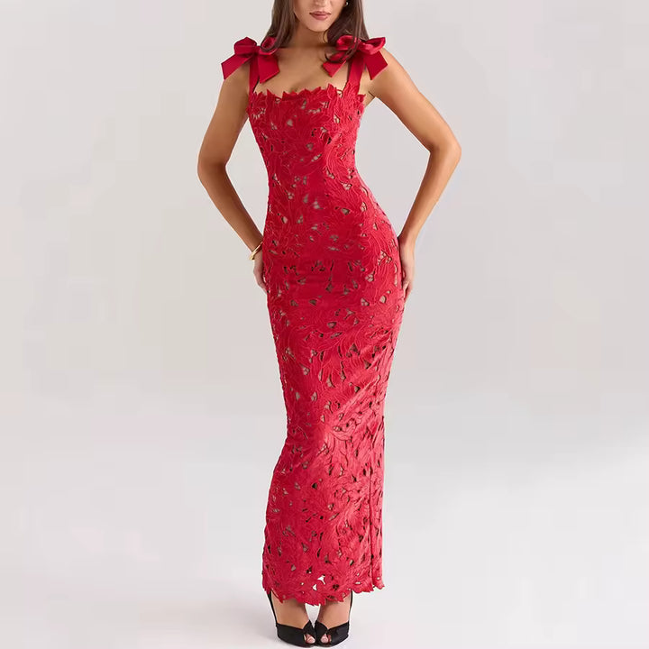 Metina | Lace Sexy Maxi Dress for Women - Sleeveless Backless Bodycon